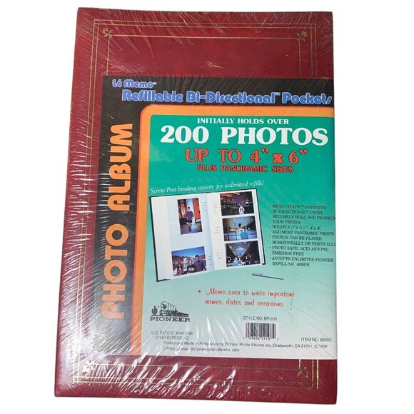 Vintage Photo Album Pioneer Le Memo Refillable Pockets Gold Red Leather Style - Picture 1 of 5